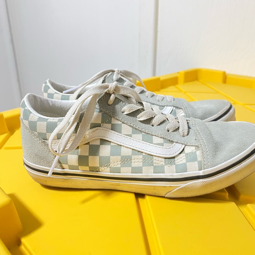 Vans Light Blue and White Checkered women’s Shoes size 5